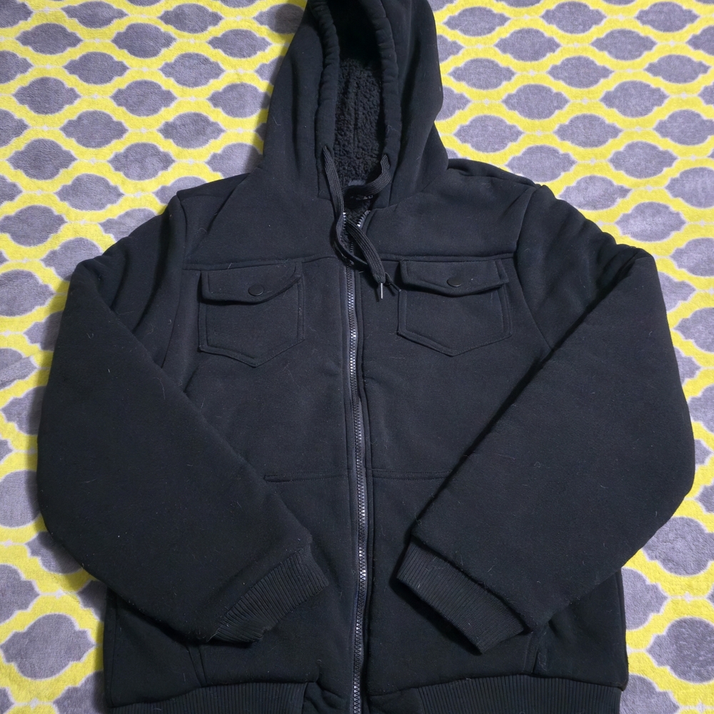 Legendation Large Men's Black Hooded Jacket